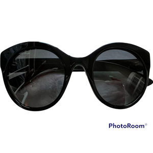 $420 AUTHENTIC GUCCI BLACK CATEYE SUNGLASSES GG0028SA GOLD LOGO